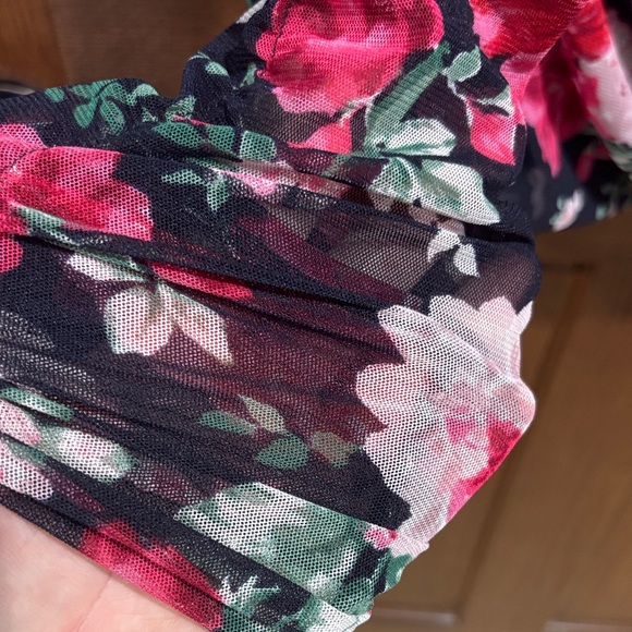 Maurices Black Blouse with Red and Pink Floral Design - Picture 5 of 5